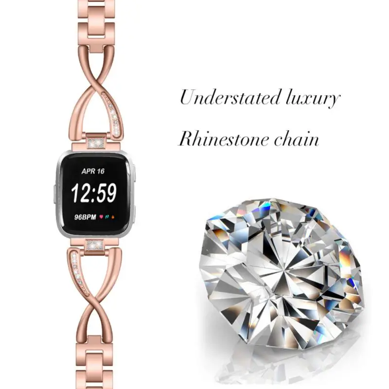 Stainless Steel Bands Compatible With / For Fitbit Versa Replacement Watch Band Bracelet With Rhinestones Accessories Band