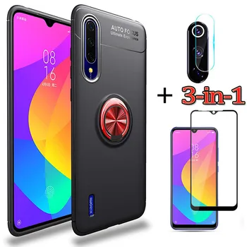 

3-in-1 Phone Case + Camera Glass for mi a2 lite xiaomi a3 Magnetic Ring Holder Silicone Cover for mi a 3 xiomi mia2 lite case