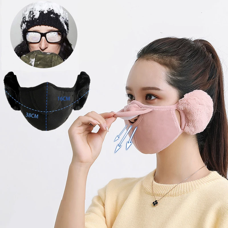 

2 In 1 Fur Earmuffs Winter Plush Mouth-muffles Ear Muffs Fashion Ear Mask Winter Accessories for Women Men Orejeras Mondkapjes
