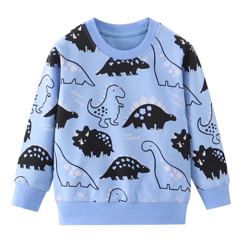 Толстовки с капюшоном с динозавром; спортивная рубашка для мальчиков; хлопковые топы; одежда для маленьких детей; Осенняя детская одежда с длинными рукавами; свитер для малышей - Цвет: as picture