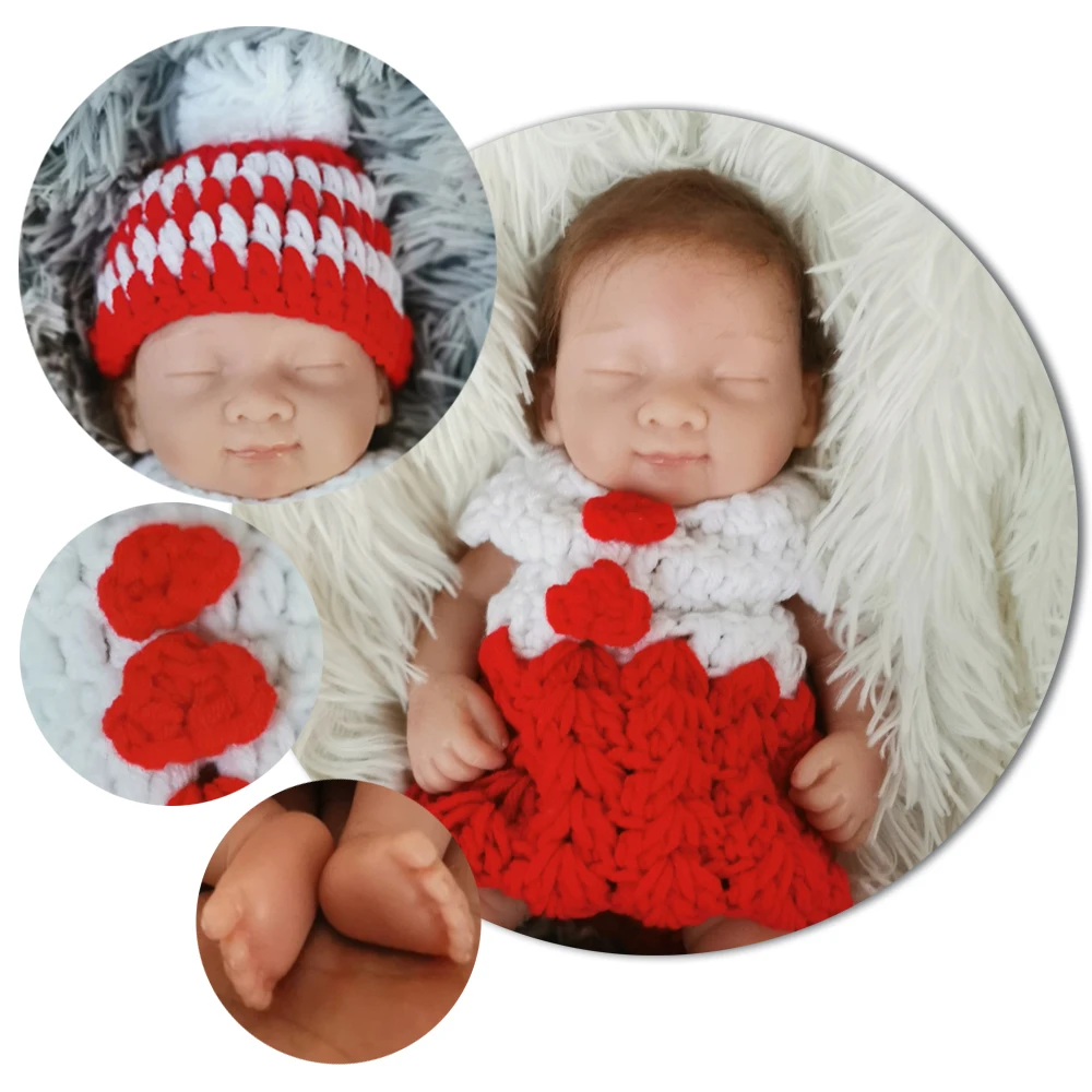 Настоящая цельная силиконовая кукла-Реборн, 10 дюймов, bebe Reborn, куклы для новорожденных, Bonecas, для ванны, милая игрушка для девочек, подарок на день рождения
