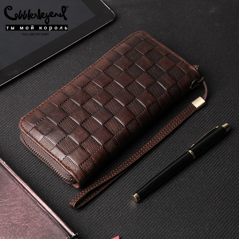 Cobbler Legend Luxury Genuine Leather Men Wallets Long Coin Purse Wallet Male Clutch Zipper Wallet Business Female Wallet