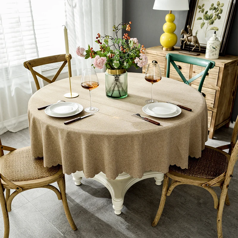 

Round table cloth cloth cotton linen waterproof round domestic Chinese Japanese restaurant hotel tablecloth table linen
