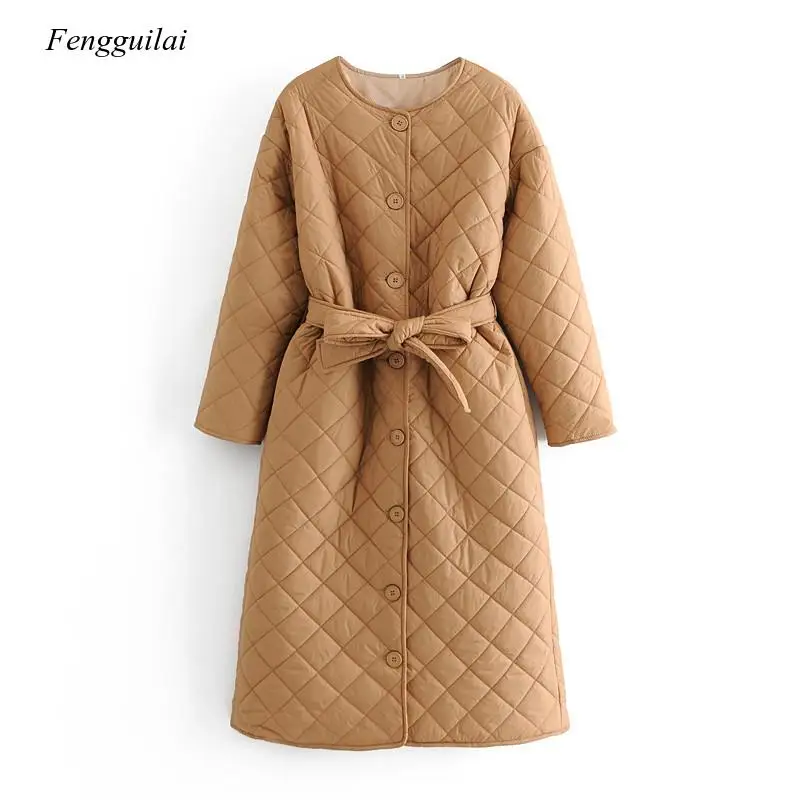 

Women Khaki Oversize Thin Long Parkas with Belt 2020 Autumn Long Sleeve Buttons Pockets Female Warm Coat