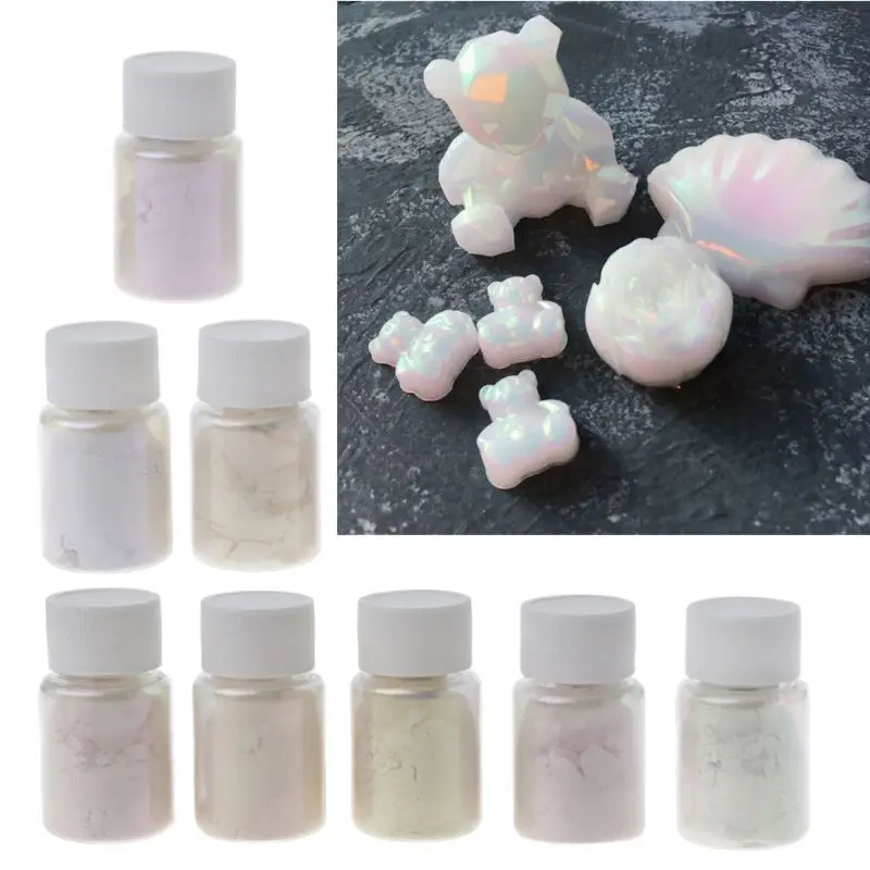 Color Shift Pearl Pigment Aurora Resin Pigment Mica Polarized Diamond Pearlescent Kit 8 Color Jewelry Making Tool DropSh