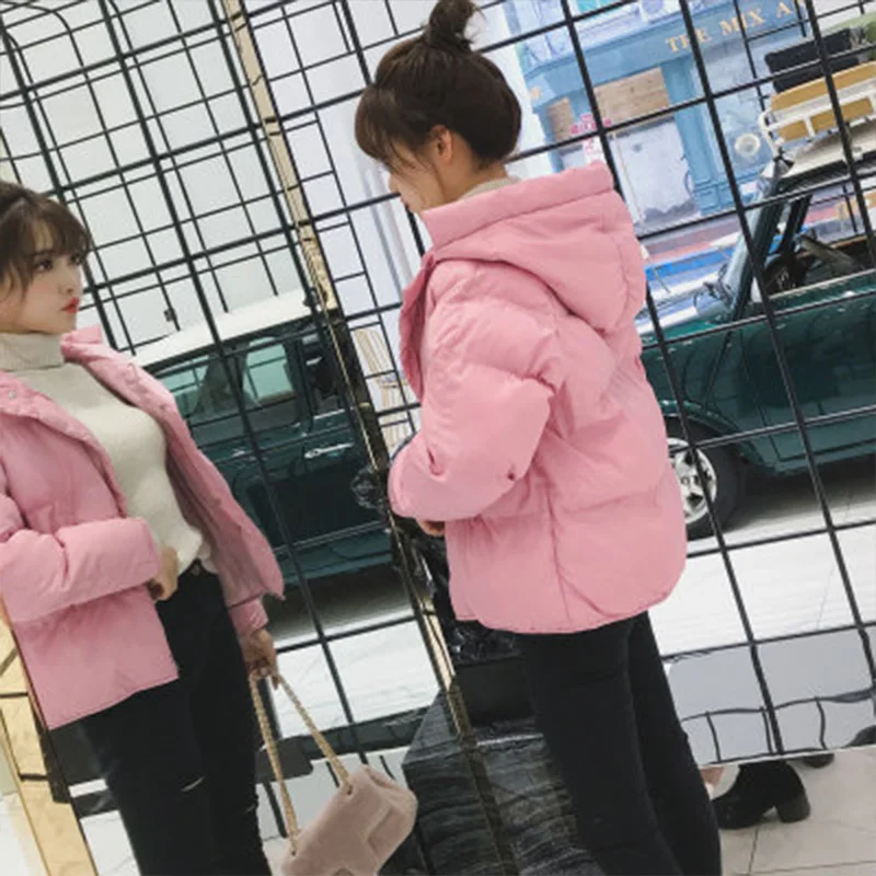 Pink Зимняя женская куртка, парка большого размера, зимнее пальто для женщин с капюшоном, Элегантное повседневное облегающее Женское зимнее пальто, Женская куртка - Цвет: Pink