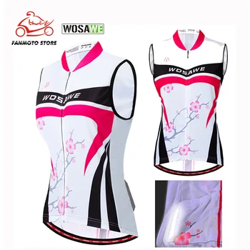 

WOSAWE Summer Women's Tight Cycling Motorcycles Vest Jersey Reflective Straps Breathable Sleeveless MTB Bike Riding Base Layer