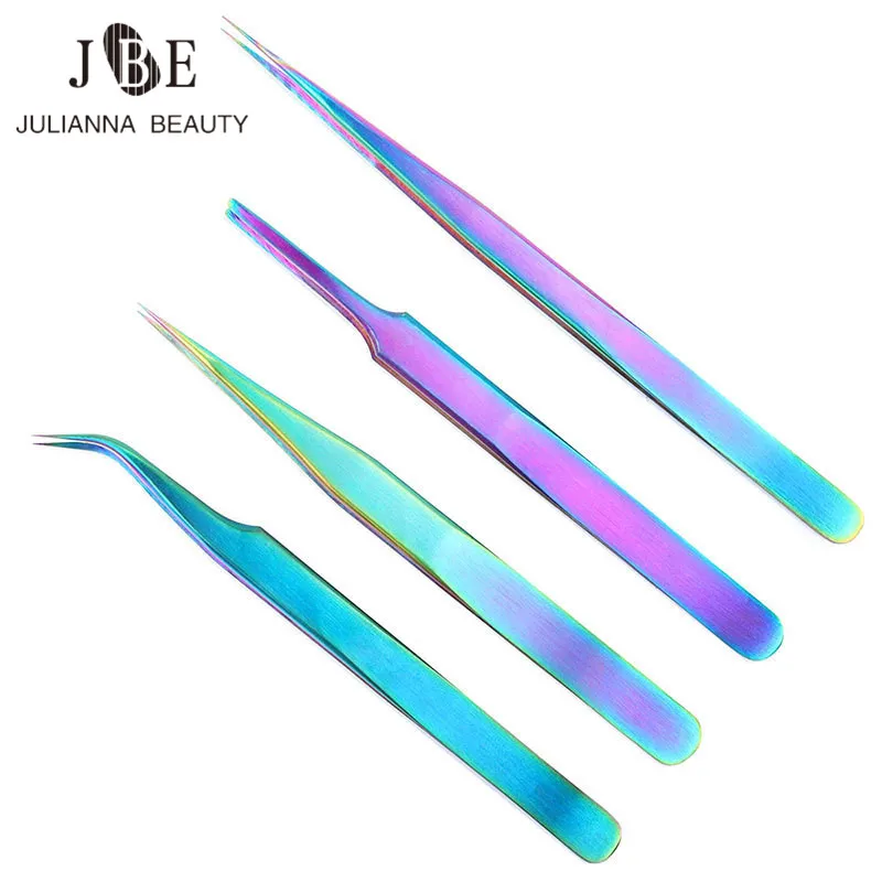 

1Pcs Stainless Steel Eyelashes Tweezers Professional For Lashes Extension Gold Decor Anti-static Eyelash Tweezer Makeup Tools