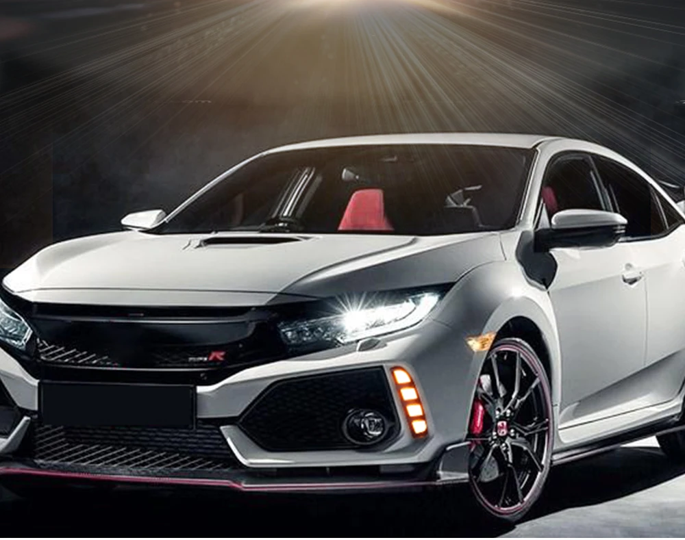Автомобильные мигающие 2 шт. DRL для Honda Civic type R светодиодные дневные ходовые огни желтый указатель поворота ABS водонепроницаемый