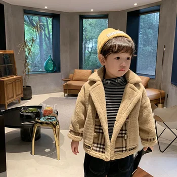 

Children's wear baby plush fur coat 2020 winter fashion boy's thickened warm coat children's Jacket Top