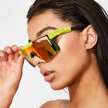 

2020 Rose red pit viper Sunglasses double wide polarized mirrored lens tr90 frame uv400 protection wih case