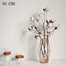 Йо Чо белый букет естественных высушенных хлопковых стеблей Искусственный Имитация цветок наполнитель цветочный фермерский дом украшения для дома и свадьбы
