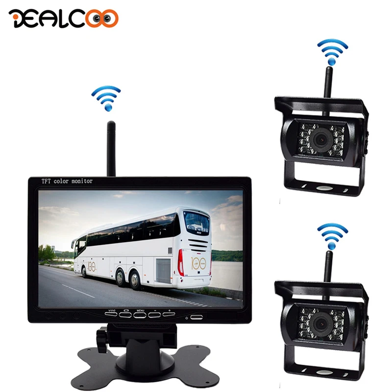 

Dealcoo 7" TFT LCD Wireless HD Car Monitor Display Cameras Reverse Camera Parking System for Car Rear view Monitors Support Bus