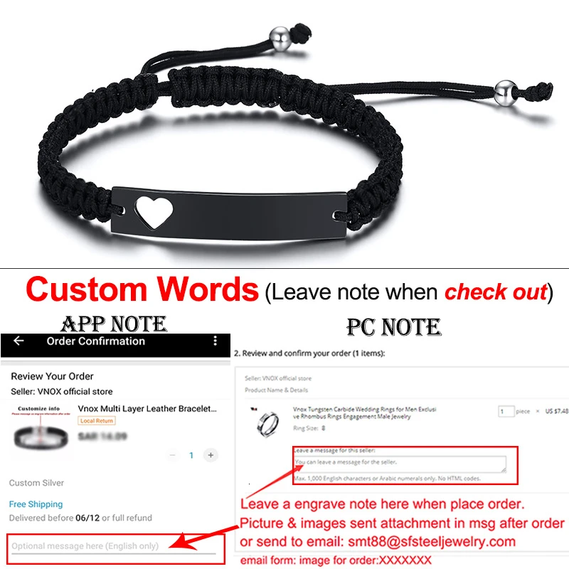 Custom Black Vnox персонализированные пары браслеты полые сердце нержавеющая сталь ID бар ручной работы браслет для женщин мужчин унисекс ювелирные изделия - Окраска металла: Custom Black