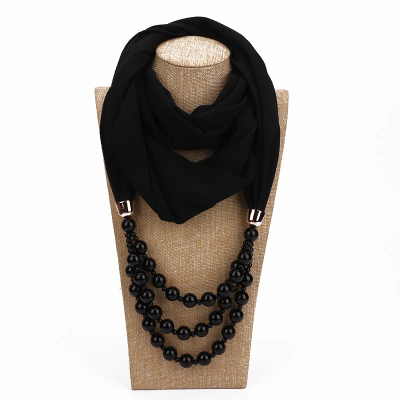 Hac2b00aaf844473bba09b5bae5abde43n Women Shawl Hijabs Pendant Necklace Scarf Women Solid Color Shawls Jewelry Scarf Female Stole Beach Trip Accessories Scarves Mallzona