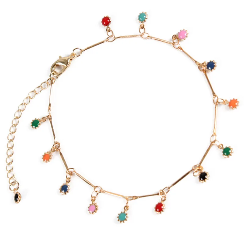 

Fashion Sunflower Colored Foot Chain Anklets Bohemian Gold Silver Footchain Pendant Adjustable Anklet Bracelet for Women Jewelry