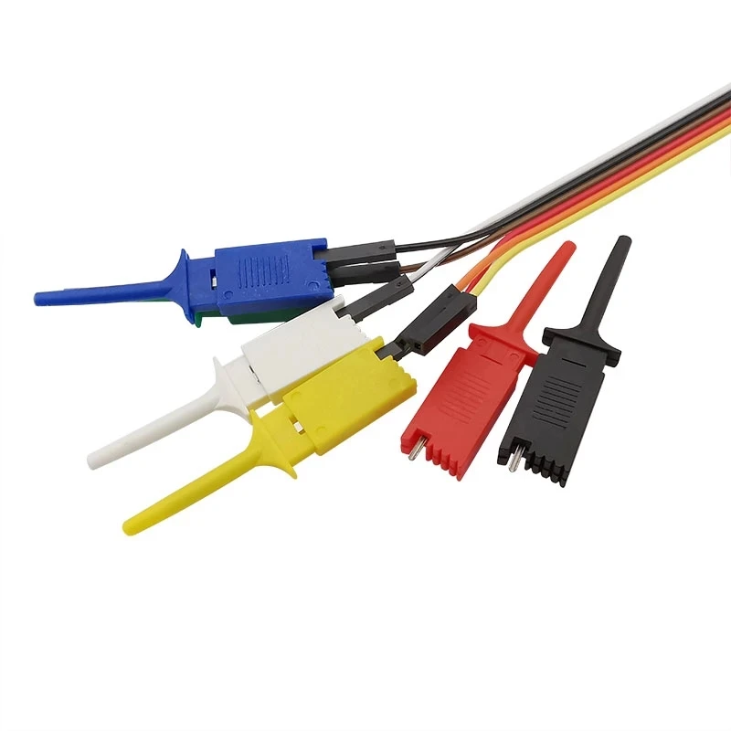 Test Hook Clip Logic Analyzer Cable Gripper Probe Jumper Wire Clamp Kit 20/30CM Yellow/Red/Black/Green/White/Blue jumper wire multimeter probes test lead