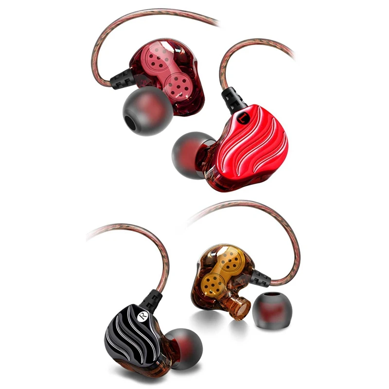 QKZ KD4 In Ear Subwoofer Headphones Mobile Phone Music MP3 Dual Unit Subwoofer Headphones