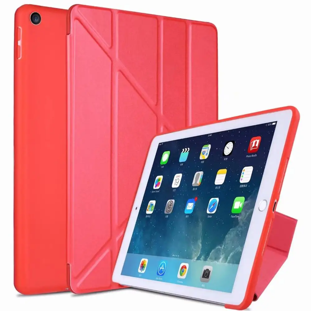 Складной чехол для iPad 10,2 чехол A2200 A2198 A2197 Мягкий ТПУ ультра тонкий авто-Спящий стенд Funda для iPad 10,2 чехол - Цвет: Red