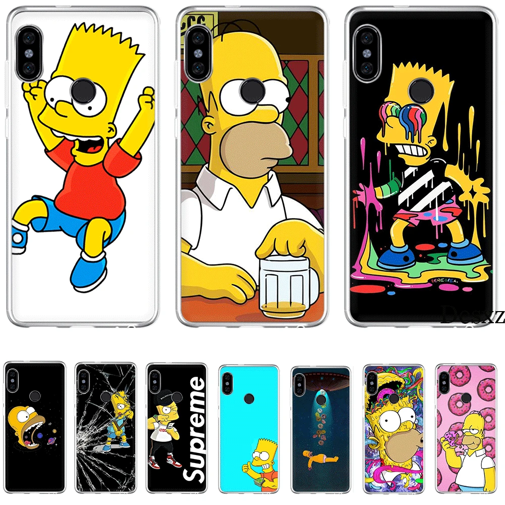 

Mobile Phone Case Tpu For Xiaomi Redmi Note 7 8 Pro 4 Note 4X 5 5A 6 Cover The Simpsons Funny Cute Cartoons Black Shell