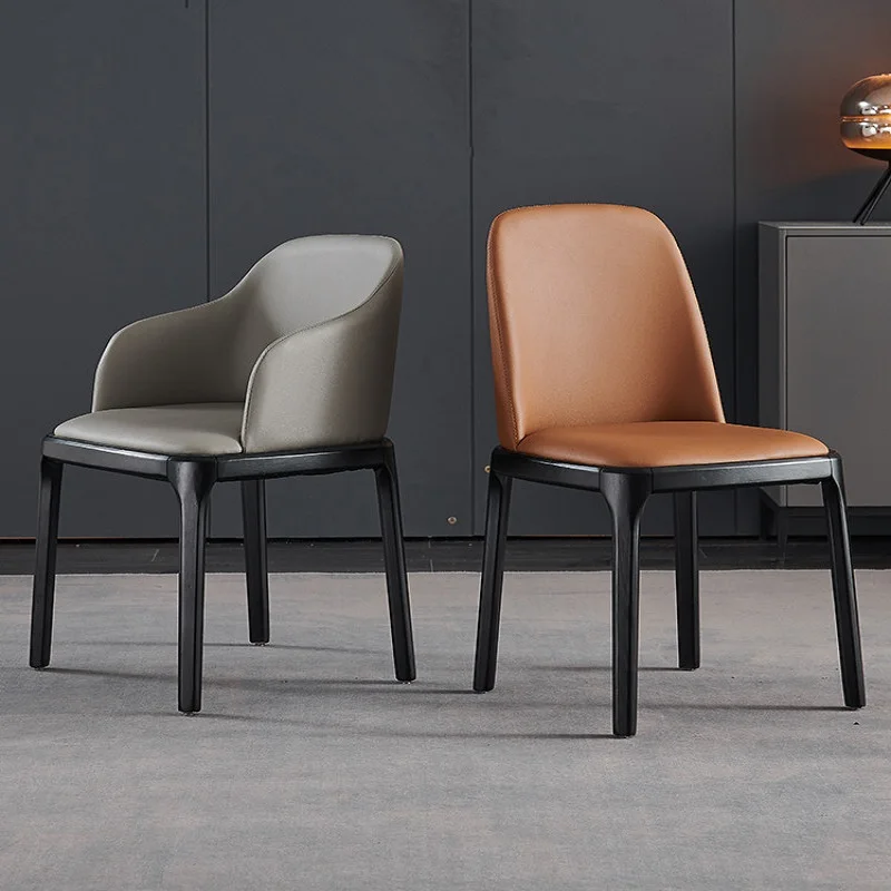 

Dining Chair Light Luxury Minimalist Restaurant Home Chair Backrest Nordic Modern Simple Solid Wood Chair Latex Leather