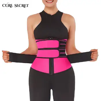 

CURE SECRET Sauna Sweat Neoprene Three Belt Slimming Waist Trainer Plus Size Body Shaper Slimming Modeling Girdle Work Out