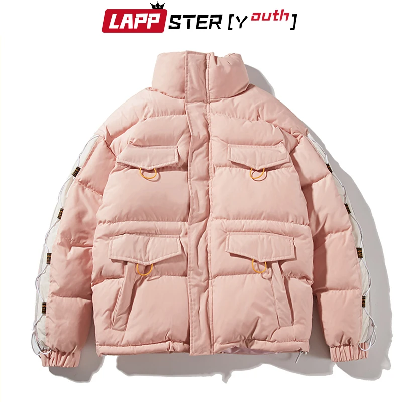 LAPPSTER-Молодежная мужская зимняя куртка с карманами в стиле Харадзюку,, пальто, уличная куртка в стиле хип-хоп, Мужская корейская модная дутая куртка