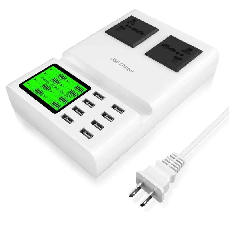 

FFYY-Universal Travel Charger, Portable 8 Ports USB Charger Power Adapter Charging Station with LCD Display for iPhone and Andro