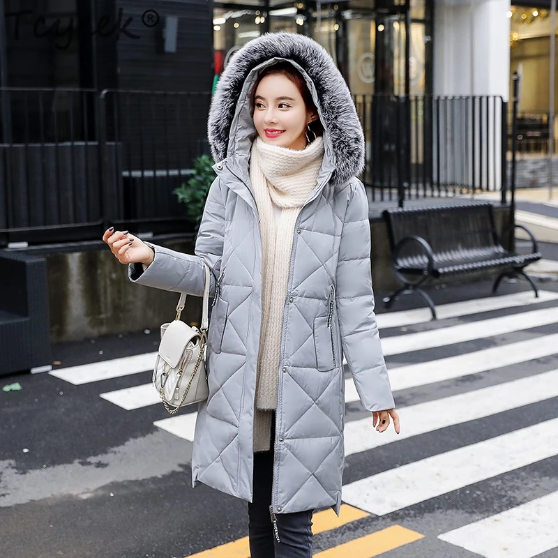 

Tcyeek Winter Female Down Jacket Women Real Fox Fur Hooded Clothes 2019 Korean Warm Duck Down Coat Long Thick Coats Hiver 2029-2