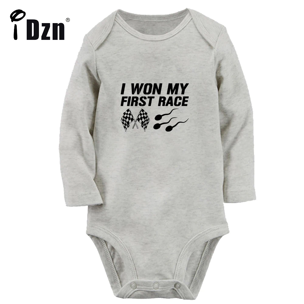 Новый детский комбинезон iDzn с надписью I Won My First Race Fun для мальчиков милое боди