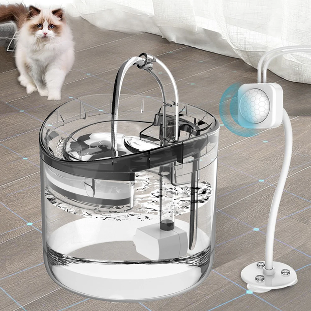 Inteligente de la fuente de agua para gato con grifo dosificador de agua para perro transparente bebedero para mascotas beber filtros de Sensor de movimiento