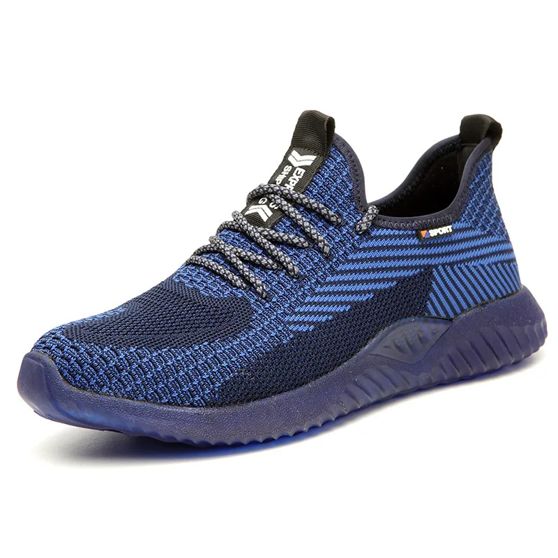 Для Мужчин's нерушимой Сталь с открытым носком обувь Легкий дышащий материал мягкая спортивная Рабочая обувь Smash-proof ножевой Для мужчин 'безопасная обувь - Цвет: Синий