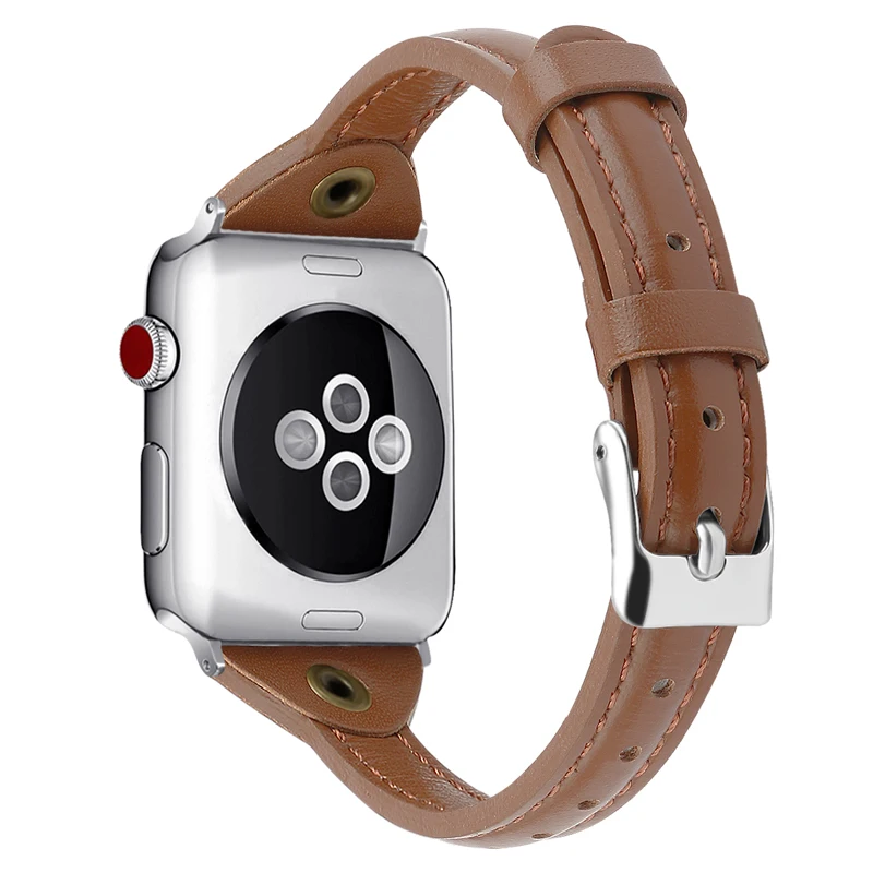 Ремешок для Apple Watch 4 5 iwatch ремешок 44 мм 40 мм 38 мм 42 мм 4 3 высококачественный кожаный Браслет Т-образный ремень с заклепками аксессуары