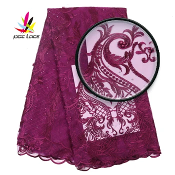 

Popular Nigeria Mesh beaded Lace Fabric 2019 High Quality African Lace With Sequines French Embroidered Lace Fabric AMY3054B