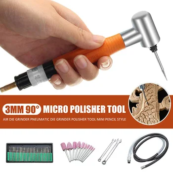 

90 Degree 3mm Pneumatic Angle Air Micro Die Grinder Pencil Style Polisher Tool Accessories Kit MJJ88
