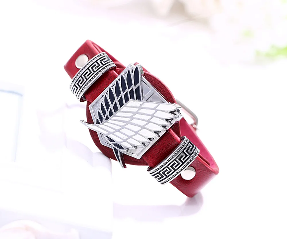 Anime Attack on Titan Japanese Leather Bracelet Cosplay Accessories Shingeki No Kyojin Cosplay Props Scouting Legion Men Women