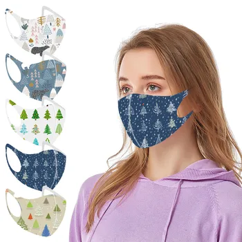 

Christmas Print Summer Adult Mask Mouth Face Mask Windproof Dustproof Mouth Mask Reusable Washable Party Mask Face Cover