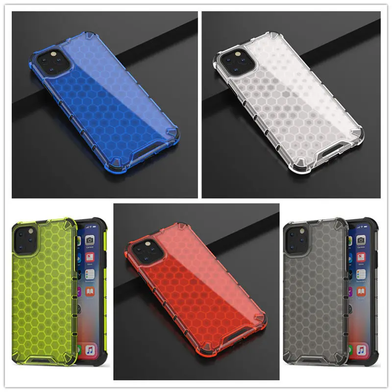 

Honeycomb Pattern TPU + PC Back Phone Case For iPhone 11 Pro Max XR XS Max X 6 6S 7 8 Plus Shock-proof Hybrid Cover