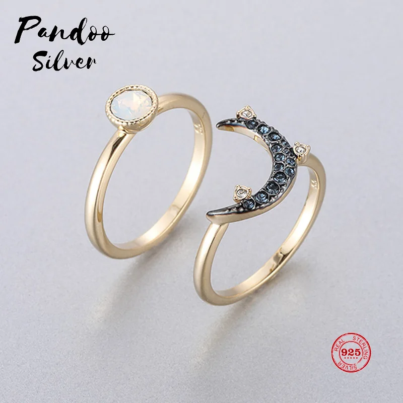 

Fashion Charm Pure 925 Silver Original 1:1 Copy, Romantic Stars Gorgeous Rhyme Combination Ring Ring Female Luxury Jewelry Gifts