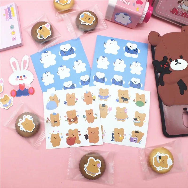 Корейские Ins Kawaii мягкие наклейки "медведь" дети девочка мобильный телефон планировщик Журнал DIY для скрапбукинга, школьные принадлежности уплотнительные наклейки