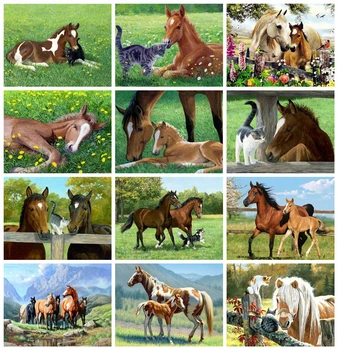 

Huacan 5D DIY Diamond Painting Horse Full Square Diamond Embroidery Mosaic Animal Art Kit Decorations Home