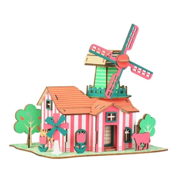 

DIY Model toys 3D Wooden Puzzle-Variety of villas Wooden Kits Puzzle Game Assembling Toys Gift for Kids Adult P21