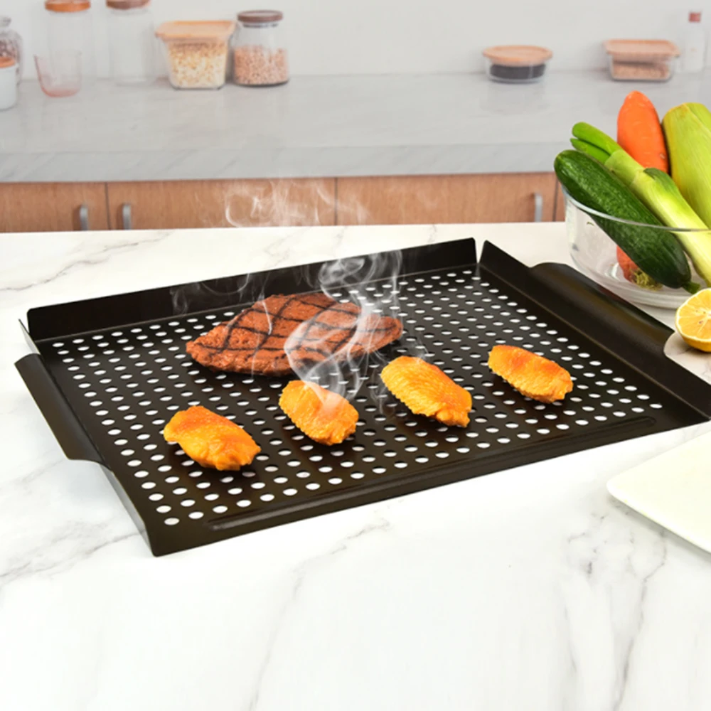 

Grill Basket Nonstick Grill Topper with Holes BBQ Grill Tray Vegetable Grill Pans for Outdoor Grill Cookware Grill Accessories