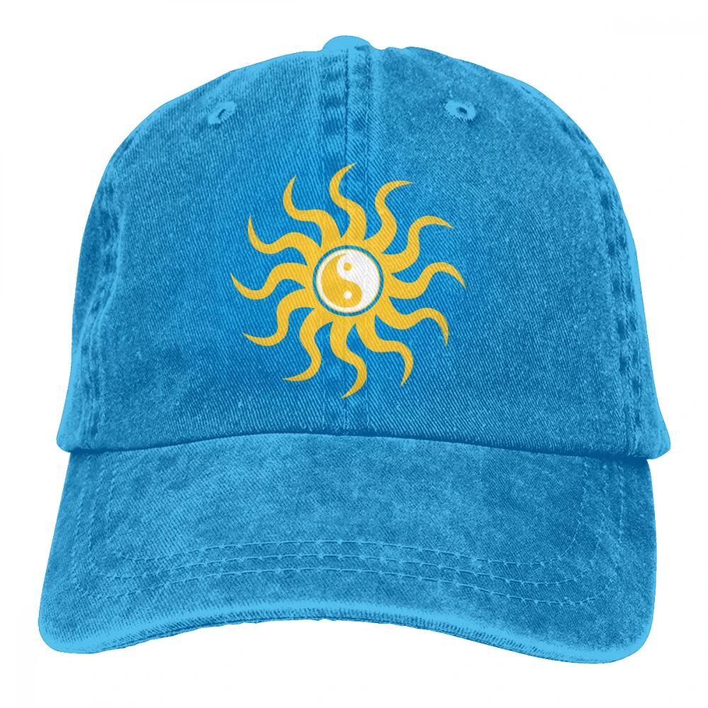 Инь-Ян Sunshine Casquette черные унисекс Мужские Женские джинсовые бейсболка с ремешком кепки регулируемые Гольф папа шляпа