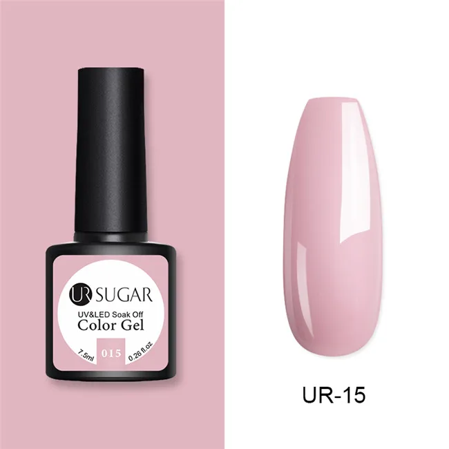 UR-15 Ur Sugar, 7,5 мл, светящийся Гель-лак, розовое золото, мерцающий Блестящий Гель-лак, полуперманентный, замачиваемый, УФ светодиодный Гель-лак для ногтей, сделай сам - Цвет: UR-15