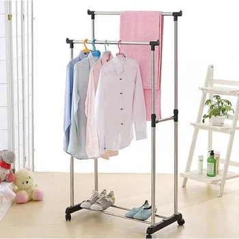 

80x42x80 standing clothes rack floor rack extending and mobile muiltifunctional rack on wheels stainless steel