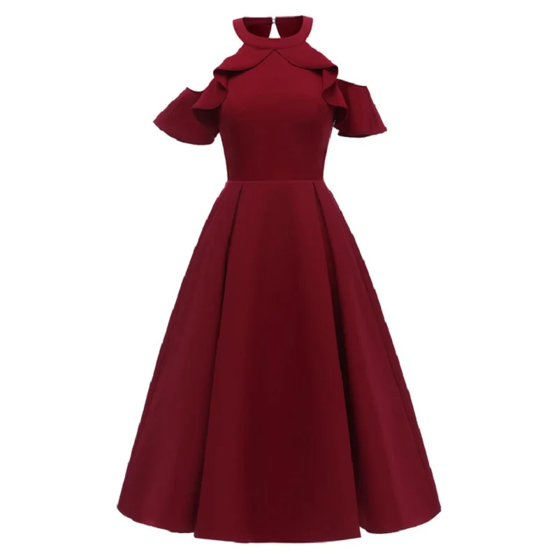 

new arrival 2019 formal dress women elegant satin designer luxury plus size ruffle off shoulder backless dresses dropshipping