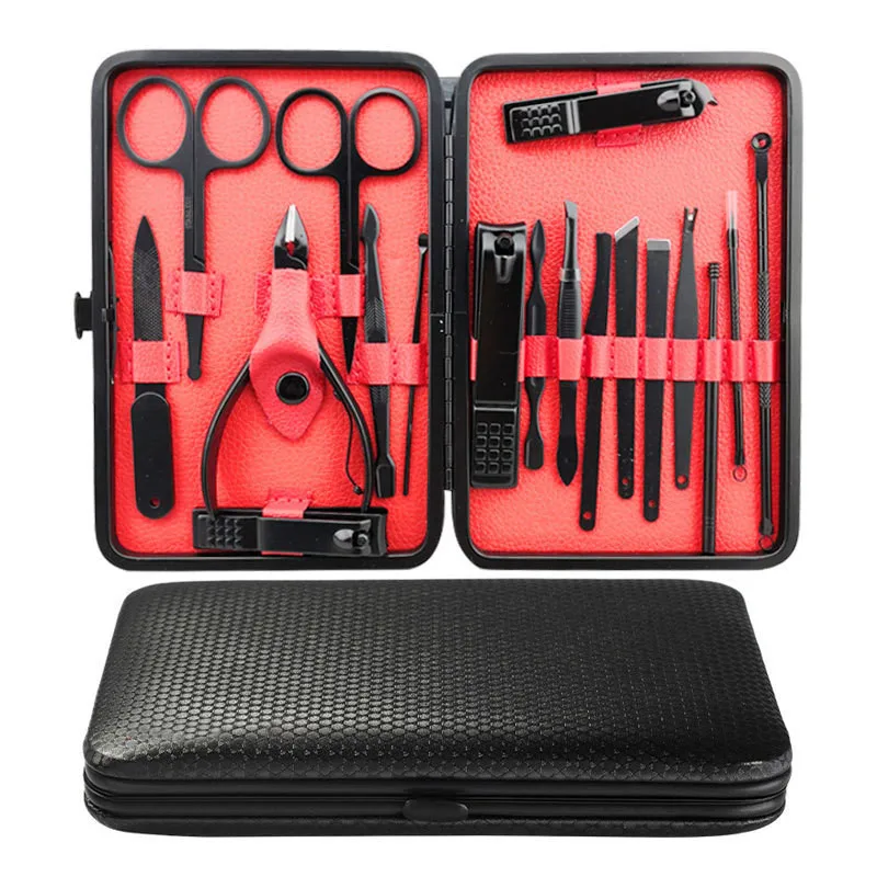 

Manicure Set Nail Clipper Earpick Pedicure kit Grooming Portable Men Women 18Pcs