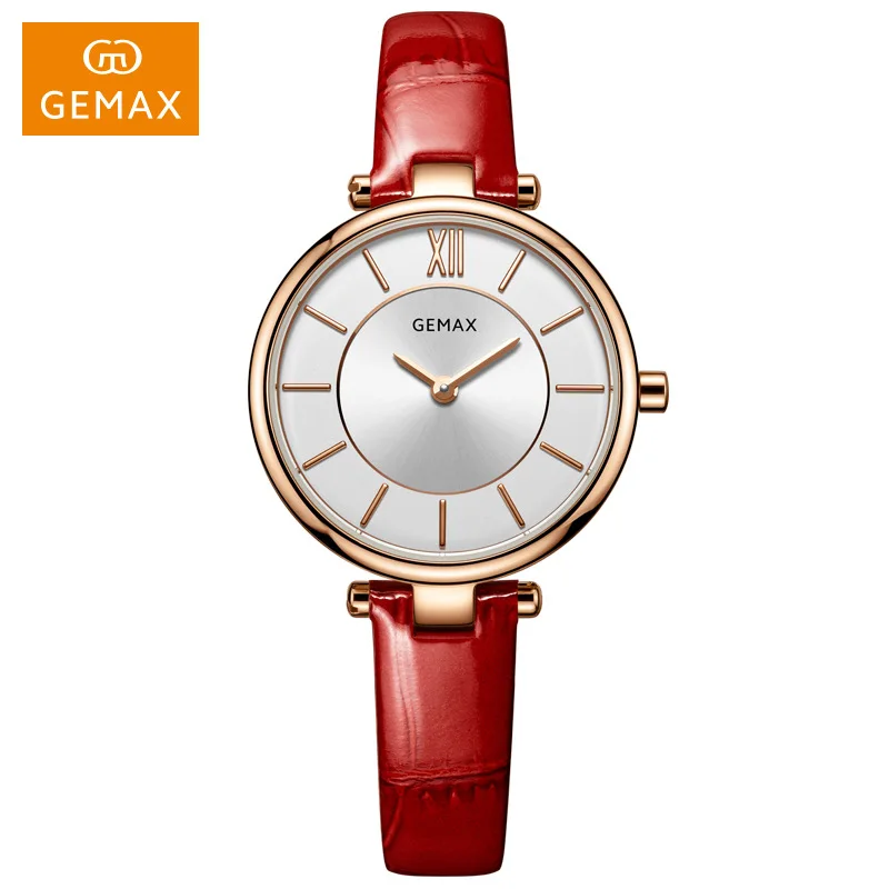 

Watch Switzerland Import WOMEN'S Red Belt Watch Women's Simple Ultra-Thin Waterproof Top Grade Quartz Watch