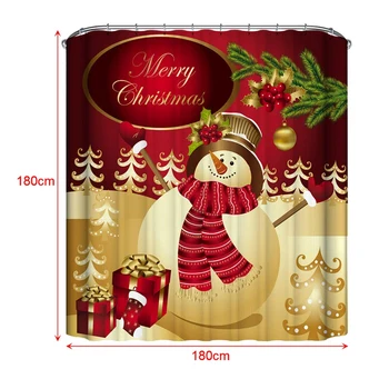 

Practical 4Pcs Christmas Snowman Shower Curtain Bathroom Anti-Slip Carpet Rug Toilet Cover